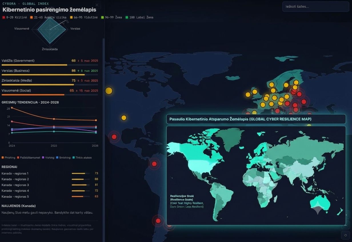 The Cyber Resilience Map, scoring regional cyber readiness across Government, Business, Media and Social segments.