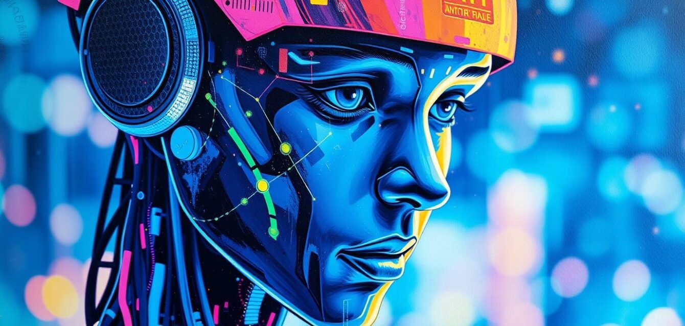 Acrylic painting, AI digital transformation, cyber tech style, sharp Acrylic painting, AI digital transformation, cyber tech style, sharp